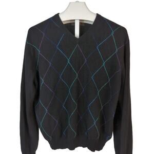 Tasso Elba Cashmere V Neck Sweater Black XL